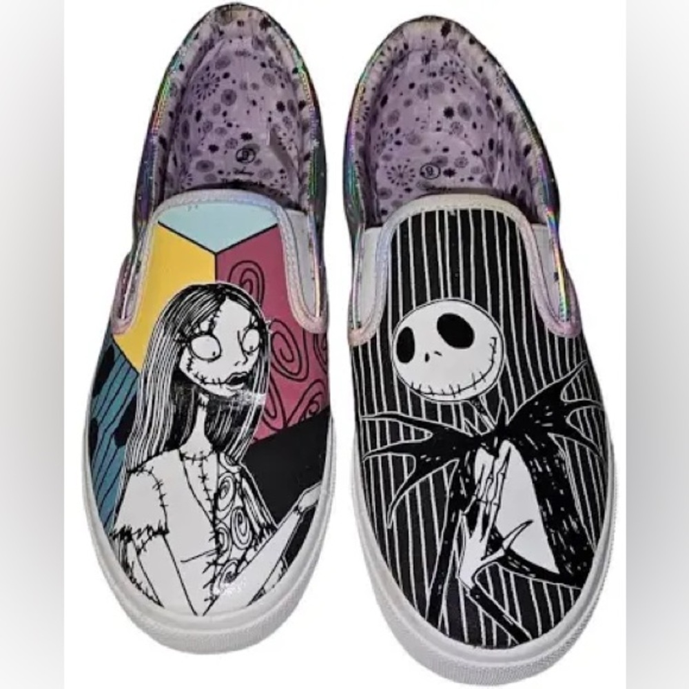 NwOt; Disney Shoes The Nightmare Before Christmas Jack & Sally Slip On Sneakers - Picture 1 of 9